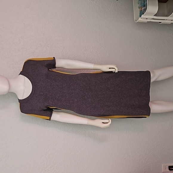 SABIE Chartreuse Gray Preppy Short Sleeve Sweater Bodycon Dress Medium - Picture 3 of 9